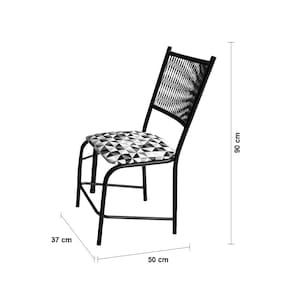 Conjunto Famais Noruega Mesa de Jantar Quadrada com Tampo em Granito + 4 Cadeiras em Aço Carbono com Assento Estofado - 90x70cm - 2