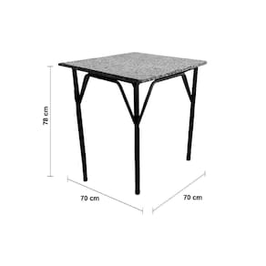 Conjunto Famais Noruega Mesa de Jantar Quadrada com Tampo em Granito + 4 Cadeiras em Aço Carbono com Assento Estofado - 90x70cm - 3