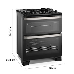 Fogão Electrolux 5 Bocas Experience FE5DP com Duplo Forno, Mesa de Vidro, PerfectCook360 e VaporBake - Preto