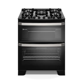 Fogão Electrolux 5 Bocas Experience FE5DP com Duplo Forno, Mesa de Vidro, PerfectCook360 e VaporBake - Preto