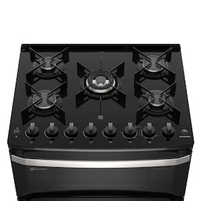 Fogão Electrolux 5 Bocas Experience FE5DP com Duplo Forno, Mesa de Vidro, PerfectCook360 e VaporBake - Preto