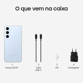 Smartphone Samsung Galaxy S24 FE 5G Azul 256GB, 8GB RAM, Exynos 2400e, Octa-Core, NFC, Câmera Tripla até 50MP e Tela Amoled Dinâmico 6.7"