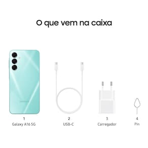 Smartphone Samsung Galaxy A16 5G Verde Claro, 256GB, 4GB RAM, Câmera de até 50MP, Tela 6.7", NFC, IP54, Bateria 5000 mAh e Processador Exynos 1330