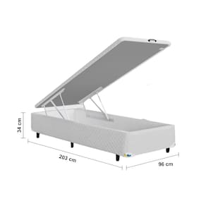 Base Box para Colchão King Size MGA Itaflex Universal com Baú e Pistão à Gás, 34x96x203cm - Branco