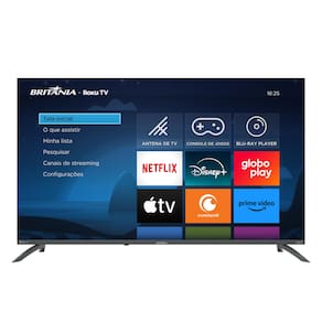Smart TV 50" Britânia Ultra HD LED BTV50VA4REGB com Sistema Operacional Roku TV, Dolby Audio, Processador Quad-Core, Entradas USB e HDMI