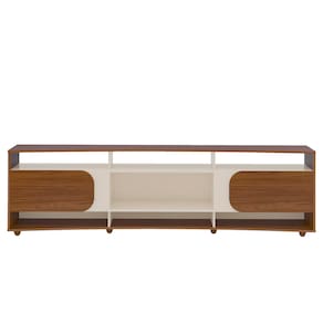 Rack Artely Elegance com 2 Portas, 7 Nichos, 220cm de Largura, ideal para TVs de até 86’’ - Cedro/Off White - 1