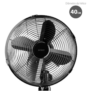 Ventilador de Mesa 40cm Spirit Retro com 3 Velocidades e Função Oscilação – Chumbo Metálico