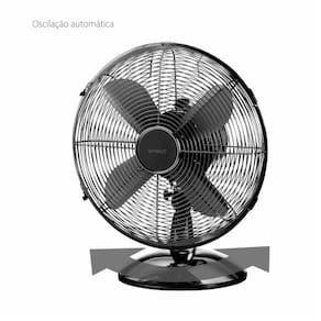 Ventilador de Mesa 40cm Spirit Retro com 3 Velocidades e Função Oscilação – Chumbo Metálico