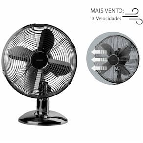 Ventilador de Mesa 40cm Spirit Retro com 3 Velocidades e Função Oscilação – Chumbo Metálico