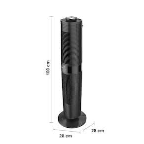 Ventilador de Torre 100cm Spirit 360º com Display LED Touch Screen, Controle Remoto, Funções Especiais e Controle Inteligente de Velocidade - Preto