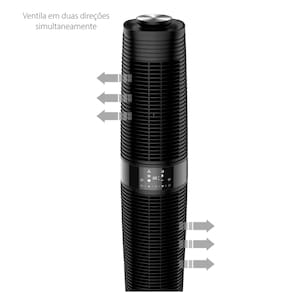 Ventilador de Torre 100cm Spirit 360º com Display LED Touch Screen, Controle Remoto, Funções Especiais e Controle Inteligente de Velocidade - Preto