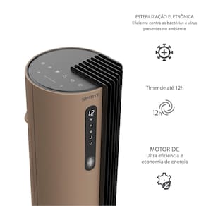 Ventilador de Torre 110cm Spirit Esterilizador com 12 velocidades, Controle Remoto e Timer de até 12 horas, Marrom – Bivolt - 2