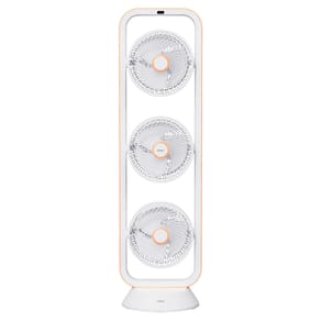 Ventilador de Torre Spirit Robot Triplo 130W com 3 Velocidades, Controle Remoto e Painel Digital com Display LED - Branco/Caramelo