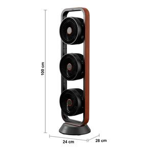 Ventilador de Torre Spirit Robot Triplo 130W com 3 Velocidades, Controle Remoto e Painel Digital com Display LED - Preto/Tabaco