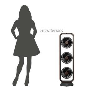 Ventilador de Torre Spirit Robot Triplo 130W com 3 Velocidades, Controle Remoto e Painel Digital com Display LED - Preto/Tabaco