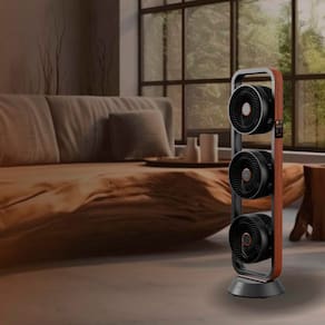 Ventilador de Torre Spirit Robot Triplo 130W com 3 Velocidades, Controle Remoto e Painel Digital com Display LED - Preto/Tabaco