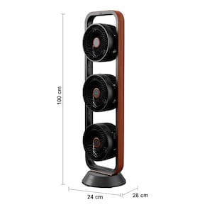 Ventilador de Torre Spirit Robot Triplo 130W com 3 Velocidades, Controle Remoto e Painel Digital com Display LED - Preto/Tabaco