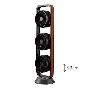 Ventilador de Torre Spirit Robot Triplo 130W com 3 Velocidades, Controle Remoto e Painel Digital com Display LED - Preto/Tabaco