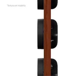 Ventilador de Torre Spirit Robot Triplo 130W com 3 Velocidades, Controle Remoto e Painel Digital com Display LED - Preto/Tabaco