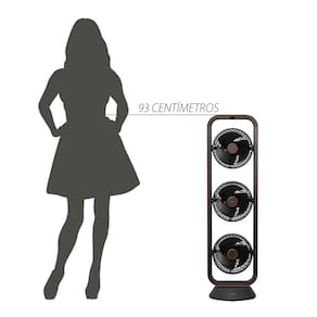 Ventilador de Torre Spirit Robot Triplo 130W com 3 Velocidades, Controle Remoto e Painel Digital com Display LED - Preto/Tabaco