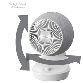 Circulador de Ar Spirit Orbit 20cm com 3 Velocidades e Múltiplas Inclinações – Branco/Cinza