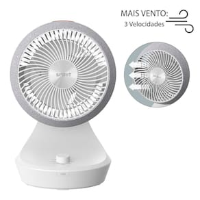 Circulador de Ar Spirit Orbit 20cm com 3 Velocidades e Múltiplas Inclinações – Branco/Cinza