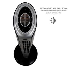 Ventilador de Torre Spirit TS1200 com 3 Velocidades, Função Oscilante e Controle Remoto – Preto