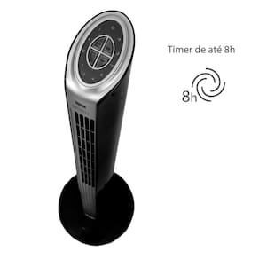 Ventilador de Torre Spirit TS1200 com 3 Velocidades, Função Oscilante e Controle Remoto – Preto