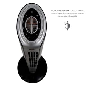 Ventilador de Torre Spirit TS1200 com 3 Velocidades, Função Oscilante e Controle Remoto – Preto