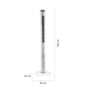 Ventilador de Torre Spirit TS1200 com 3 Velocidades, Função Oscilante e Controle Remoto – Branco