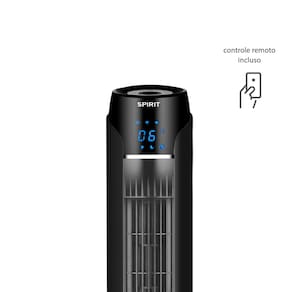Ventilador de Torre 90cm Spirit SKY com 3 Velocidades, Controle Remoto e Timer de até 7h30 – Preto