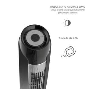 Ventilador de Torre 120cm Spirit SKY com 3 Velocidades, Controle Remoto e Timer de até 7h30 – Preto