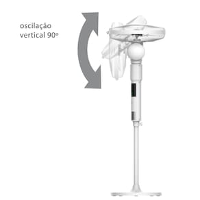 Ventilador de Coluna 40cm Spirit 360º com 3 Velocidades, Controle Remoto, Display LED e Timer de até 8 Horas – Branco