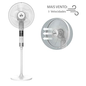Ventilador de Coluna 40cm Spirit 360º com 3 Velocidades, Controle Remoto, Display LED e Timer de até 8 Horas – Branco