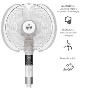 Ventilador de Coluna 40cm Spirit 360º com 3 Velocidades, Controle Remoto, Display LED e Timer de até 8 Horas – Branco