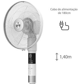 Ventilador de Coluna 40cm Spirit 360º com 3 Velocidades, Controle Remoto, Display LED e Timer de até 8 Horas – Branco