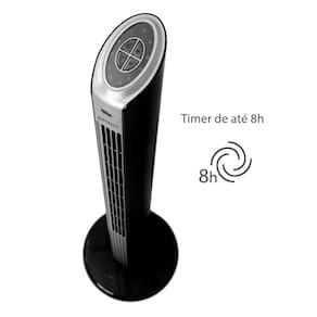 Ventilador de Torre 90cm Spirit Slim 40W de Potência com 3 Velocidades, Função Bom Sono e Vento Natural – Preto/Prata - 110V - 2