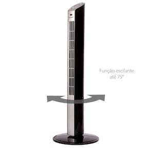 Ventilador de Torre 90cm Spirit Slim 40W de Potência com 3 Velocidades, Função Bom Sono e Vento Natural – Preto/Prata - 220V - 1