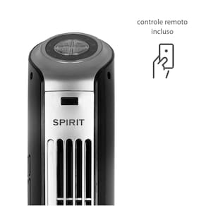 Ventilador de Torre 90cm Spirit Slim 40W de Potência com 3 Velocidades, Função Bom Sono e Vento Natural – Preto/Prata - 220V - 3