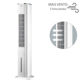 Climatizador de Ar Spirit Slim 1 Metro, 80W com Controle Remoto, Funções Resfriar, Umidificar e Purificar, 7 Litros - Branco