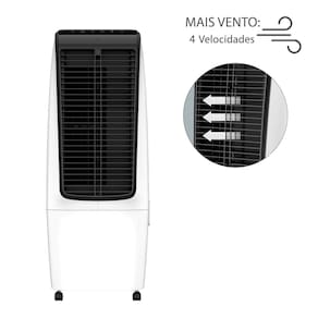 Climatizador de Ar Spirit Master 90cm, 110W com Controle Remoto, Display LED, Timer de até 8 horas, 20 Litros – Branco