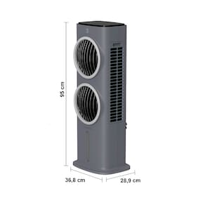 Climatizador de Ar Spirit Turbo 95cm, 90W com Controle Remoto, Display LED, Timer de até 9 horas, 10 Litros – Cinza