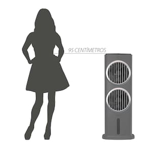 Climatizador de Ar Spirit Turbo 95cm, 90W com Controle Remoto, Display LED, Timer de até 9 horas, 10 Litros – Cinza