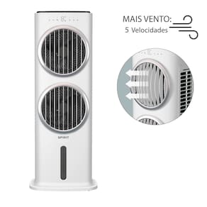 Climatizador de Ar Spirit Turbo 95cm, 90W com Controle Remoto, Display LED, Timer de até 9 horas, 10 Litros – Branco