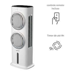 Climatizador de Ar Spirit Turbo 95cm, 90W com Controle Remoto, Display LED, Timer de até 9 horas, 10 Litros – Branco