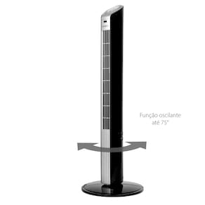 Ventilador de Torre 90cm Spirit Easy 40W de Potência e 3 Velocidades - Preto/Prata - 110V - 1
