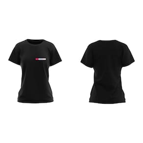 Camiseta Manga Curta Grupo Casas Bahia Preta logo Colorida - Modelo Baby Look