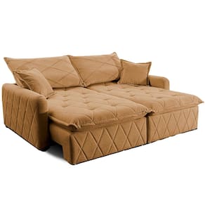 Sofá 3 lugares Cama inBox Sublime com Assento Retrátil e Encosto Reclinável em Boucle - 200cm de Largura