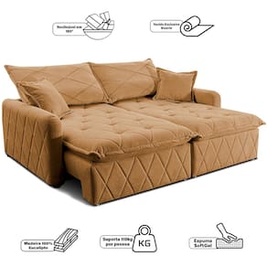 Sofá 3 lugares Cama inBox Sublime com Assento Retrátil e Encosto Reclinável em Boucle - 200cm de Largura