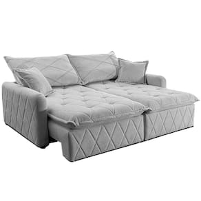 Sofá 3 lugares Cama inBox Sublime com Assento Retrátil e Encosto Reclinável em Boucle - 200cm de Largura
